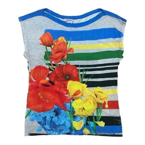 Desigual - Flower and Sequin top  "Never learn not to love"‎